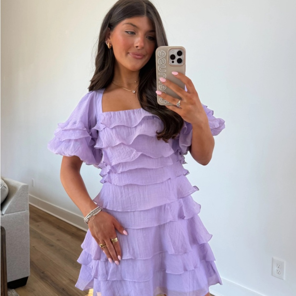 Lavender Tiered Mini Dress - The Muse